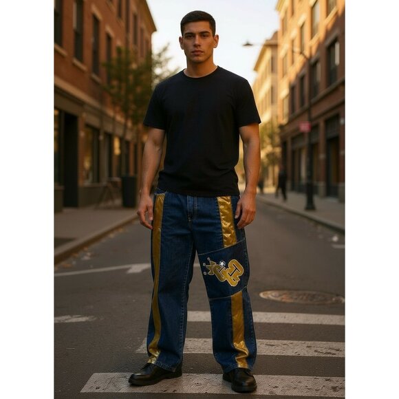 Other - Mens GIO Authentic Jeans Wear Denim Pants Gold Velvet & Crown Graphic Size 34